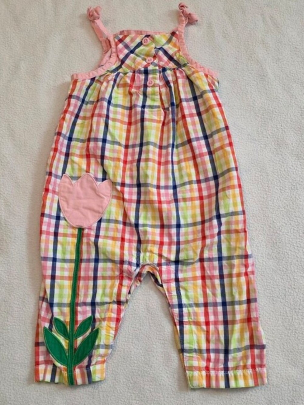 Hanna Andersson 75 12-18 Months Plaid  Rainbow Floral Romper